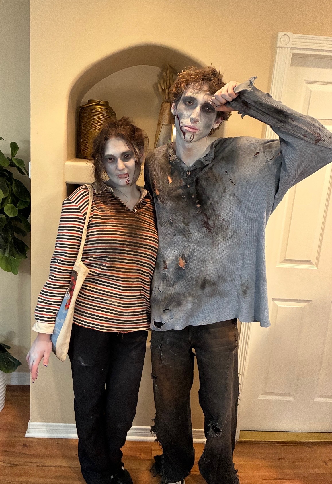 Mel Cummings Dott and Kimberly Cummings Dott in zombie makeup on set